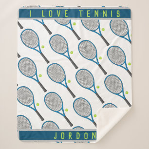 Personalisierter Name I Liebe Tennisschläger Sherpadecke