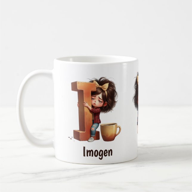 Personalisierter Name & Ich verschlafene Morgen-Pl Kaffeetasse (Links)