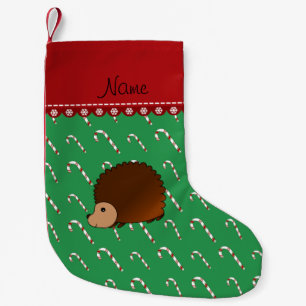 Personalisierter Name Igel grüne Bonbons Kleiner Weihnachtsstrumpf