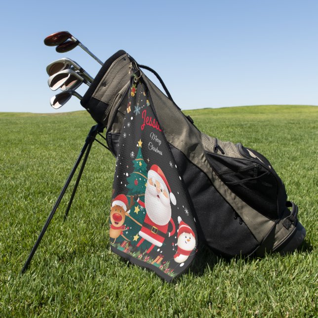Personalisierter Name Ihres Kindes, Weihnachten Golfhandtuch (Gras)