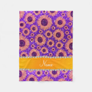 Personalisierter Name Indigo lila Glitzer Sonnenbl Fleecedecke