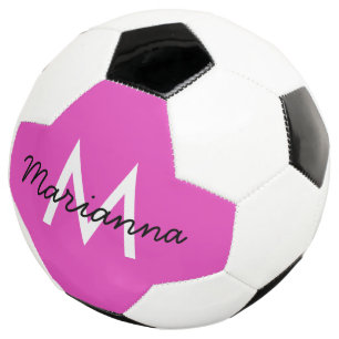 Personalisierter Name Initial Girly Bright Pink Fußball