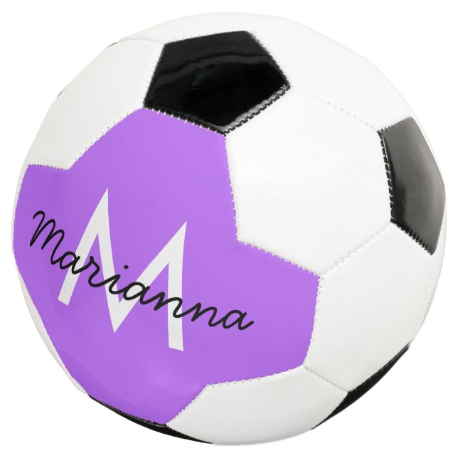 Personalisierter Name Initial Girly Neon Lila Fußball (Dreiviertel)