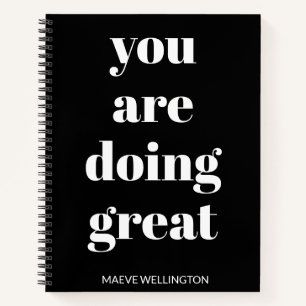 Personalisierter Name Inspiration Schwarz-weiß Notizbuch