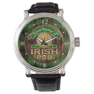 Personalisierter Name Irish Pub Sign St. Patrick's Armbanduhr