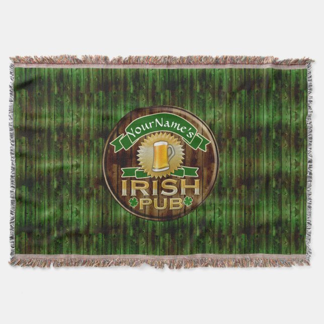 Personalisierter Name Irish Pub Sign St. Patrick's Decke (Vorderseite)