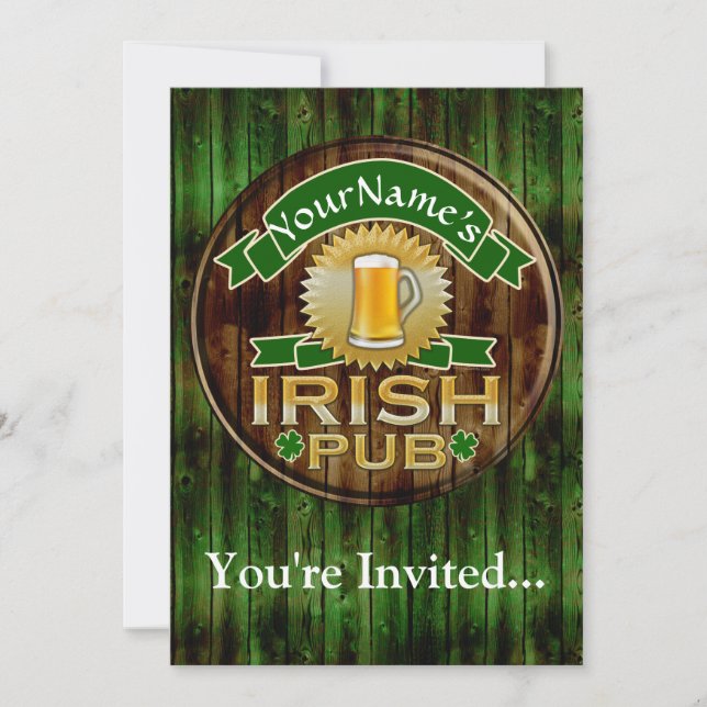 Personalisierter Name Irish Pub Sign St. Patrick's Einladung (Vorderseite)