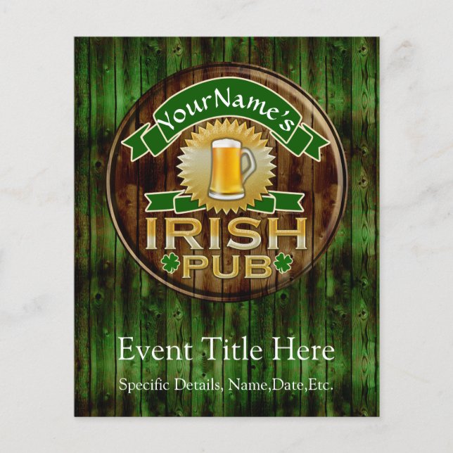Personalisierter Name Irish Pub Sign St. Patrick's Flyer (Vorne)