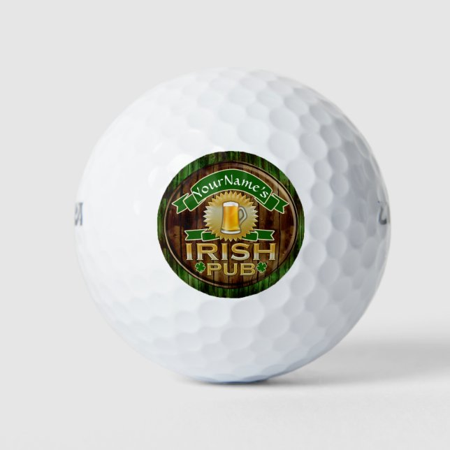 Personalisierter Name Irish Pub Sign St. Patrick's Golfball (Vorderseite)