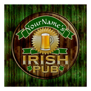 Personalisierter Name Irish Pub Sign St. Patrick's Poster
