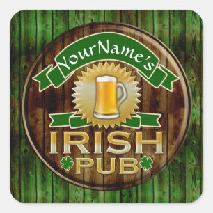 Personalisierter Name Irish Pub Sign St. Patrick's Quadratischer Aufkleber