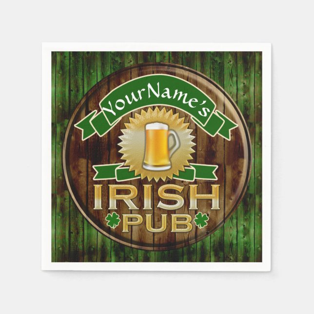 Personalisierter Name Irish Pub Sign St. Patrick's Serviette (Vorderseite)