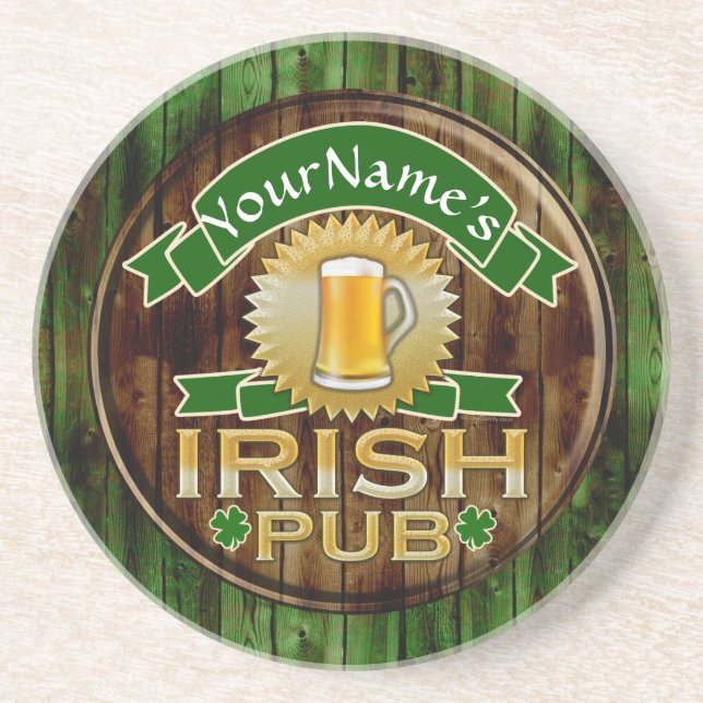 Personalisierter Name Irish Pub Sign St. Patrick's Untersetzer (Vorne)