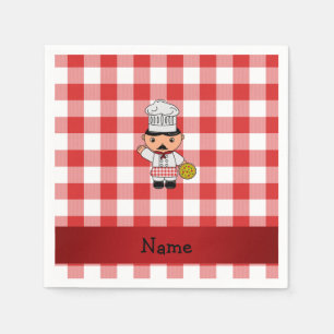 Personalisierter Name Italienischer Koch Rot-weiß Serviette