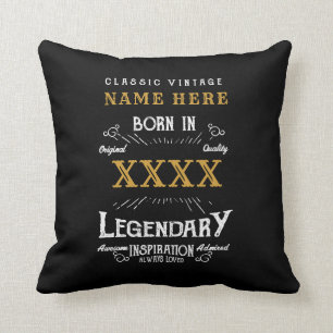 Personalisierter Name Jahr Retro Legende Black Bir Kissen