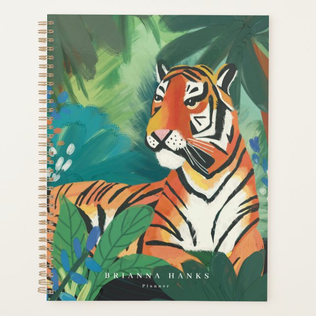 Personalisierter Name Jungle TIger Planer (Vorderseite)