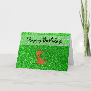 Personalisierter Name Kangaroo grün Glitzer Karte