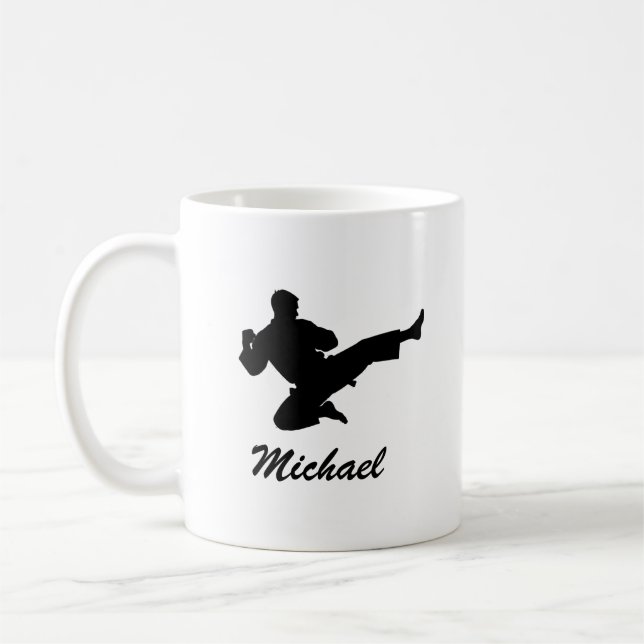 Personalisierter Name Karate / Taekwondo / Judo Kaffeetasse (Links)