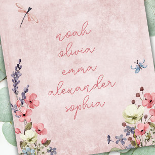 Personalisierter Name Keepake Wildblume Rosa Fleecedecke