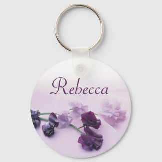 Personalisierter Name Keyring - Lila Blumen Schlüsselanhänger