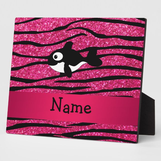 Personalisierter Name Killer Wal Zebra Streifen Fotoplatte (Seite)