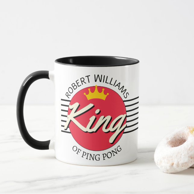 Personalisierter Name King of Ping Pong Red Circle Tasse (Mit Donut)