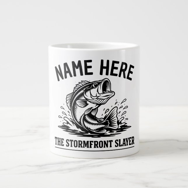 Personalisierter Name Klassischer Bassfisch-Sturm Jumbo-Tasse (Vorderseite)