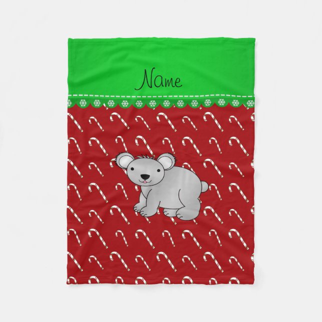 Personalisierter Name Koala Rote Weihnachtskuchen Fleecedecke (Vorderseite)