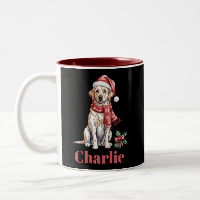 Personalisierter Name Labrador Retriever Zweifarbige Tasse (Links)
