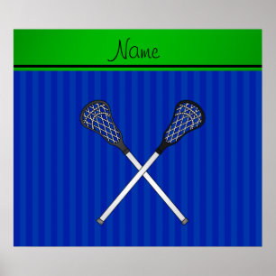 Personalisierter Name Lacrosse klebt blaue Streife Poster