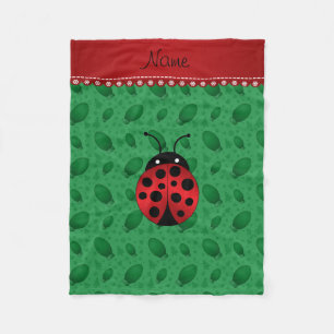 Personalisierter Name Ladybug Grüne Fleecedecke