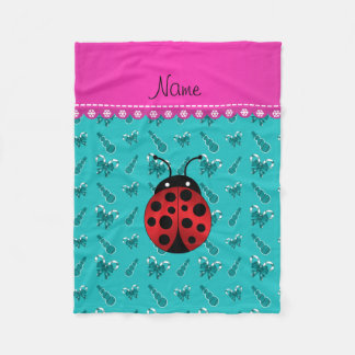 Personalisierter Name Ladybug türkisfarbene Schnee Fleecedecke