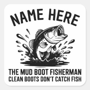 Personalisierter Name Largemouth-Bass-Angler Quadratischer Aufkleber