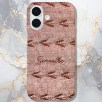 Personalisierter Name Leinen Toile Puder Rosa Stre