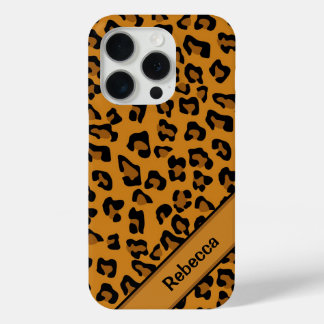 Personalisierter Name Leopard Druckmuster V2 iPhone 15 Pro Hülle