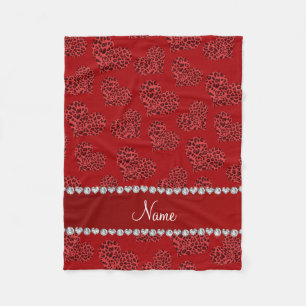 Personalisierter Name Leopardenherzen Fleecedecke