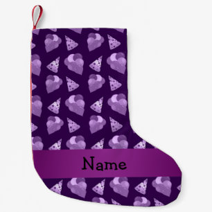 Personalisierter Name lila Geburtstagsmuster Kleiner Weihnachtsstrumpf