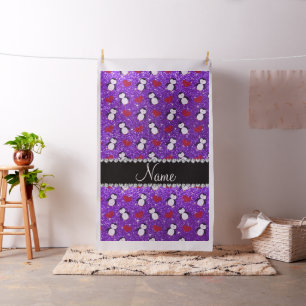 Personalisierter Name lila Glitzer Pinguine Herz Stoff