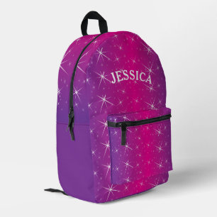 Personalisierter Name Lila Glitzer Star Bedruckter Rucksack