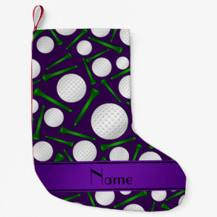 Personalisierter Name lila Golfbälle T-Shirts Kleiner Weihnachtsstrumpf