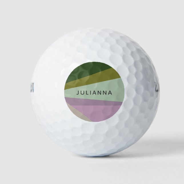 Personalisierter Name Lila Grün Einzigartiges Golf Golfball (Vorderseite)