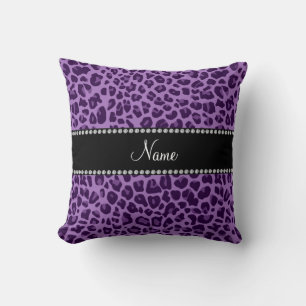 Personalisierter Name lila Leopardenmuster Kissen