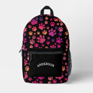 Personalisierter Name Lila Paw-Muster Bedruckter Rucksack