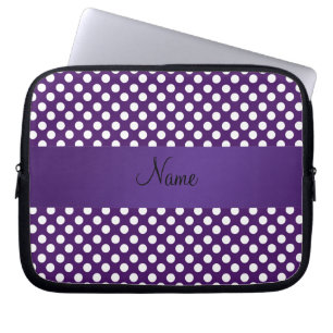 Personalisierter Name lila Polka-Punkte Laptopschutzhülle