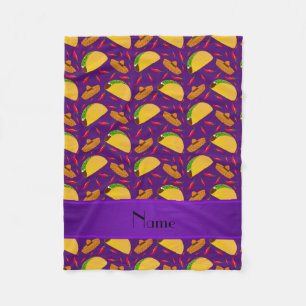 Personalisierter Name lila tacos sombreros Chili Fleecedecke