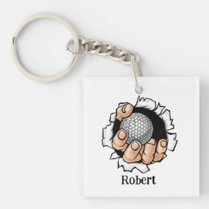 Personalisierter Name Lustiger Golfball Schlüsselanhänger