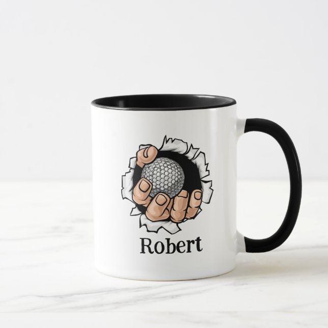 Personalisierter Name Lustiger Golfball Tasse (Rechts)