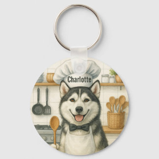 Personalisierter Name Lustiger Sibirischer Husky H Schlüsselanhänger