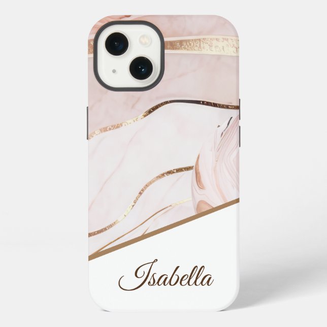 Personalisierter Name | Luxe Marble iPhone Hülle (Rückseite)