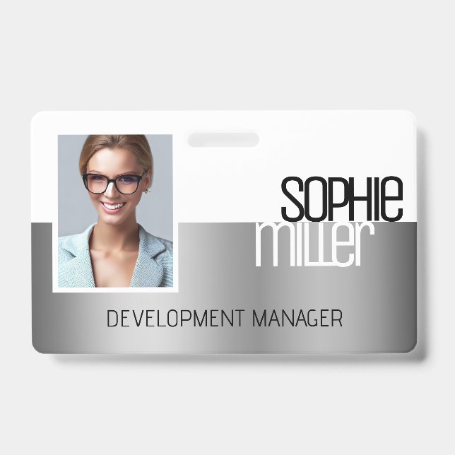 Personalisierter Name Luxury Silver Gradient Trend Ausweis (Vorderseite)